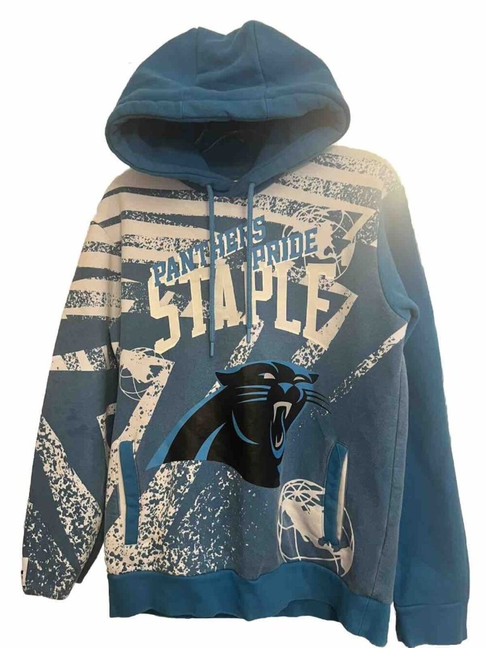 Men's Carolina Panthers NFL x Staple Teal All Over Print Pullover Hoodie. S.  G